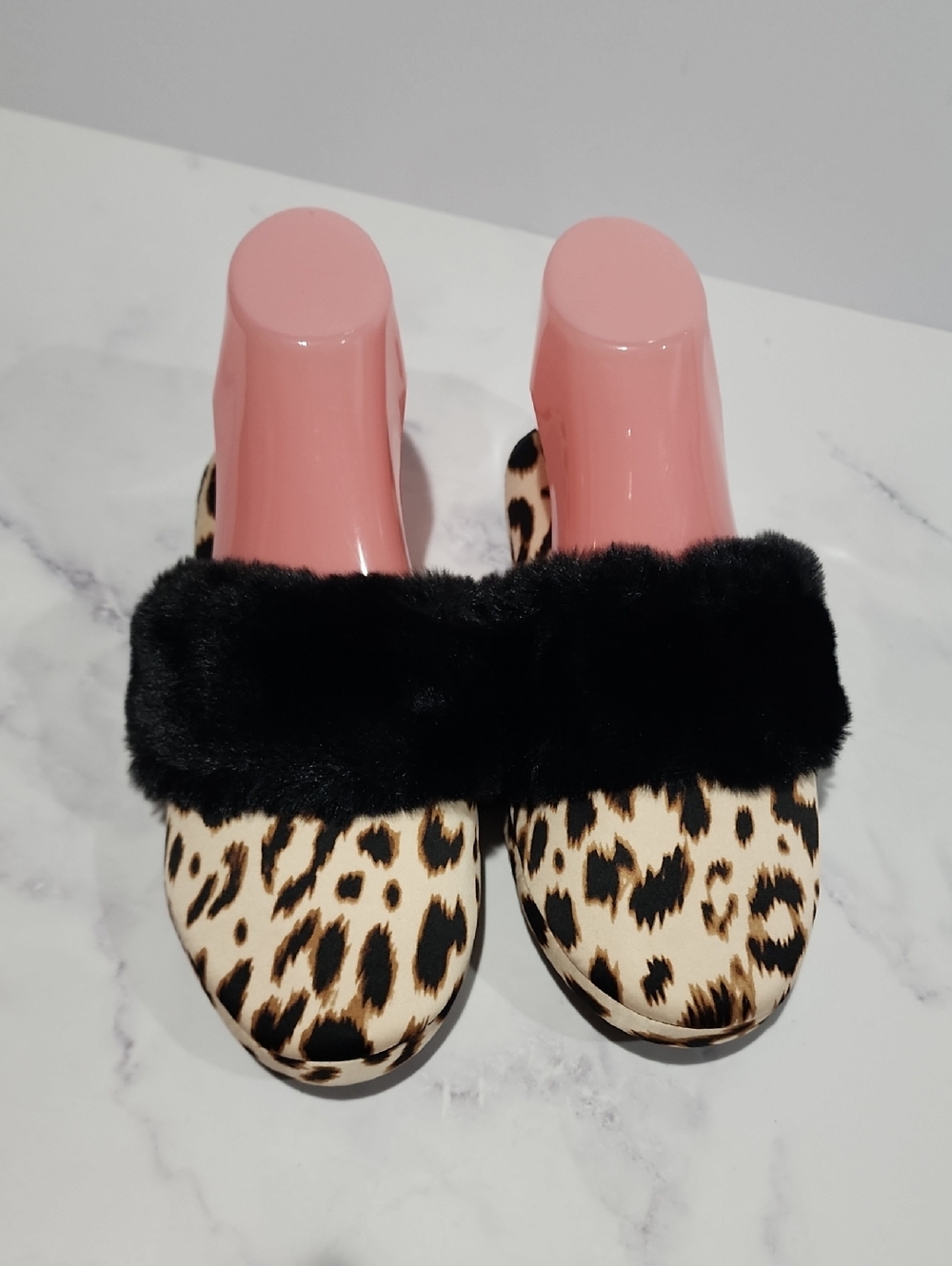 Victoria Secret Animal Print Faux Fur Slippers Brand New